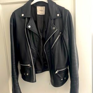 MANGO - Genuine Leather Moto Jacket